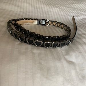 Betsey Johnson Black Belt with Metal Hearts